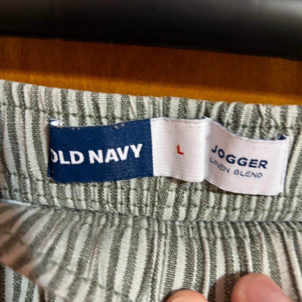 Old Navy Linen Shorts Jogger Medium Stripe Pockets 7" Inseam Draw‎ String Waist - Picture 7 of 12
